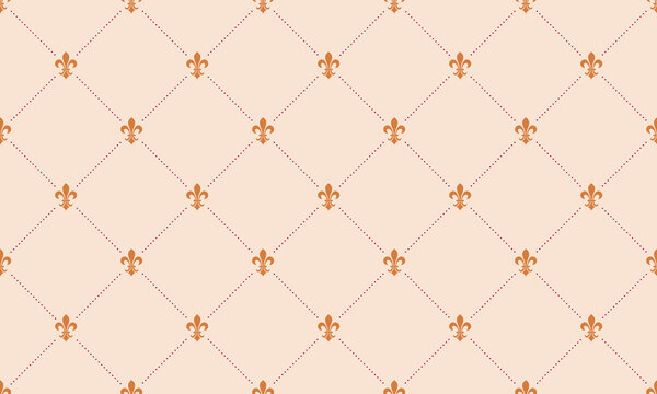 Fototapeta Elegant fleur-de-lis pattern on a soft beige background.  Perfect for wedding invitations, website backgrounds, or textile designs.  Subtle, sophisticated, and versatile.
