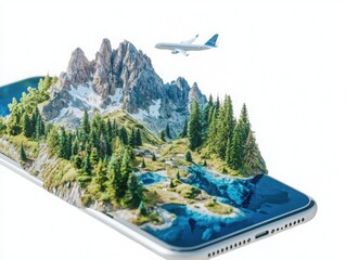 Innovative sustainable tourism program incorporating technology in nature virtual landscape digital art scenic view eco-conscious travel