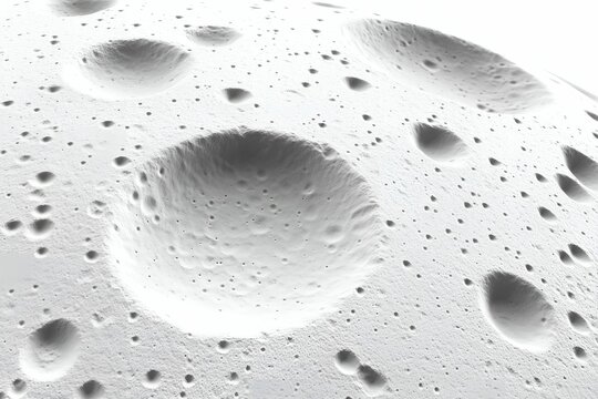 Close-up view of a cratered lunar surface with detailed textures and shadows, representing the moon's rugged terrain and celestial mystery