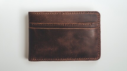 A brown leather wallet with a brown leather strap