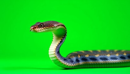 Fototapeta premium Close-up of a Snake with Green Background