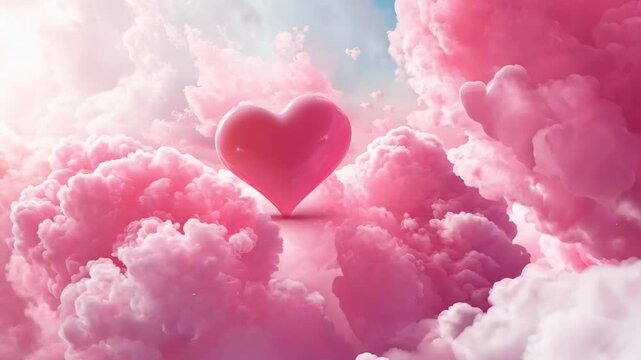 Love background on pink clouds