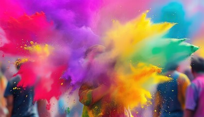 Vibrant color powder burst with copy space