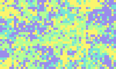 Vibrant pastel square mosaic. Abstract geometric pattern with yellow, purple, green, and blue hues. Ideal for website backgrounds, textile prints, or modern art projects.
