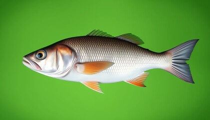 Obraz premium Detailed Close-up of a Spotted Fish on a Green Background