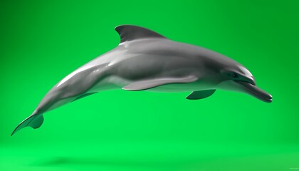 Fototapeta premium Graceful Dolphin Leaping Against Green Screen Background