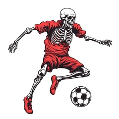 Skeleton soccer player jumping