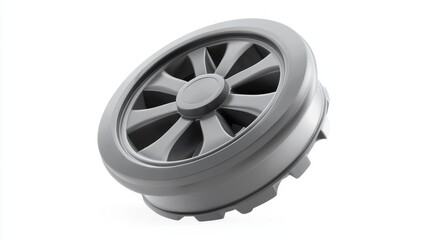 Fototapeta premium Gray circular wheel with multiple spokes, showcasing a modern design.