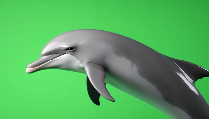 Fototapeta premium Playful Dolphin Leaping Against Green Screen Background
