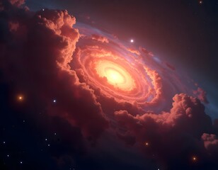 Celestial Nebula: Swirling Clouds and Radiant Core in a Dreamlike Scene