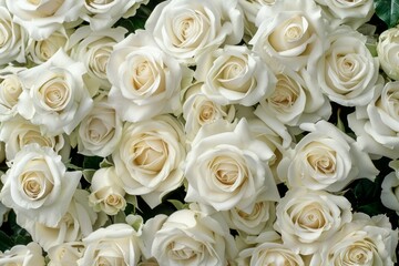 Natural floral background with bouquet of white roses. High quality photo