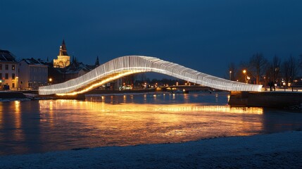 Obraz premium Creating a dreamy piano key bridge over a sparkling stream enchanting nighttime scene artistic photography fantasy concept