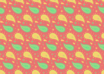 Vibrant paisley pattern in pastel hues. Perfect for textile design, wallpaper, or website backgrounds.  Repeatable design with playful, summery feel.