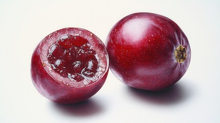 Obraz premium Cranberry transformation half-transparent fruit display culinary art studio setting close-up view glossy concept for visual appeal