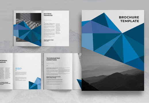 Blue Polygon Shape Brochure Layout