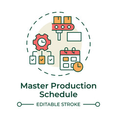 Master production schedule multi color concept icon. Products manufacture planning process. MRP input. Round shape line illustration. Abstract idea. Graphic design. Easy to use in booklet