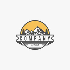 mountain logo in a circle, vintage style
