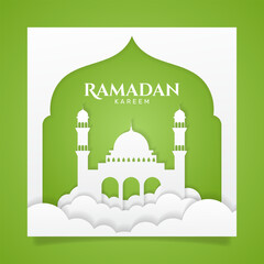 Simple ramadan mubarak design with mosque. - Vector.