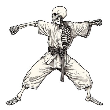Skeletal Karateka Striking Pose