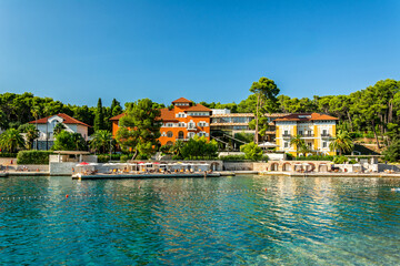 Scenic view of the beautiful Cikat Bay on the island of Losinj in the Adriatic Sea in Croatia