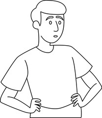 Outline Illustration of a Man in Thinking Pose