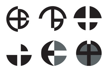 Obraz premium Geometric and alphabetic creative logo design Bundle with the letter of EB, ETC, TB, MW, WP, ED, EB, HT etc.