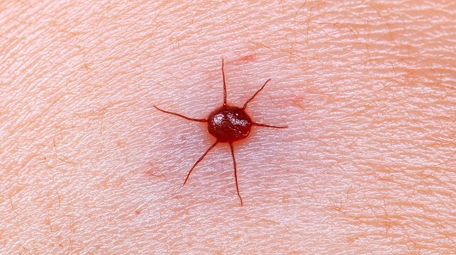 Hemangioma, benign tumor forming on skin, looking like a spider