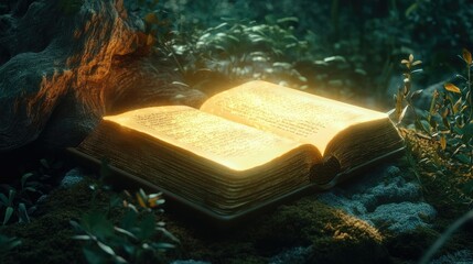 An enchanting book with luminous pages, symbolizing the transformative power of education