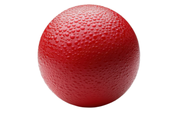 red sphere with water droplets - isolated on white background