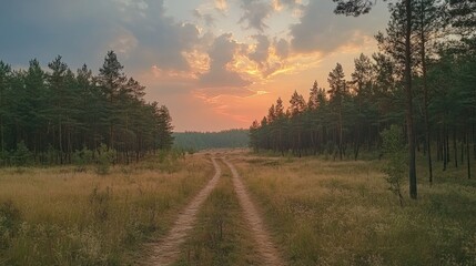 Forest Fire Smoke Effects on Countryside Environments. Cloudy skies blanket a rural forest, veiled by wisps of fire smoke