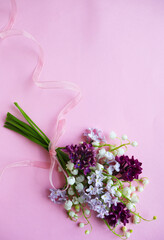 spring postcard layout with a bouquet of lilies of the valley