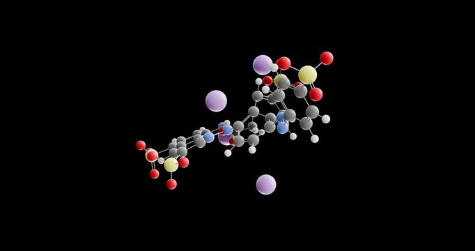 Brilliant Black BN molecule, rotating 3D model of e151, looped video on a black background