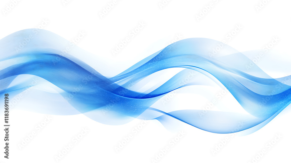 Aufkleber Abstract blue wavy lines on digital technology background for web design and presentation