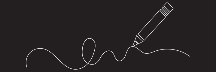 One continuous line illustration of a pencil. Line art of pencil. vector illustration. EPS 10