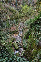 Mineral spring waters. Santiago mount in Burgos. Nervion waterfall, Spain