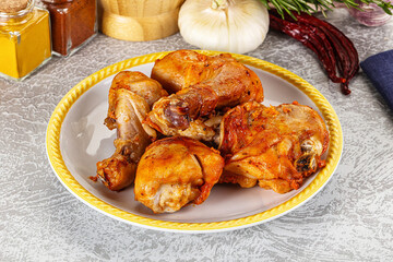 Raw marinated chicken drumstick for cooking