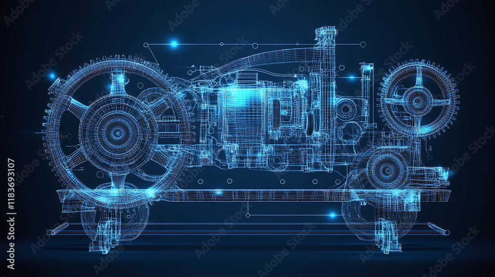 Poster abstract iso standards quality control concept, cogs and gear wheel mechanisms concept in wireframe 