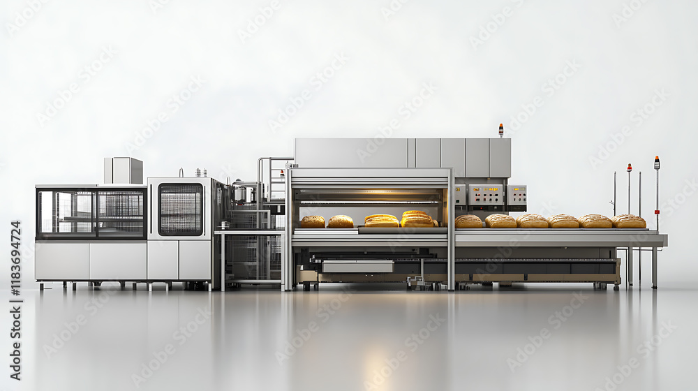 Aufkleber Automatic bakery production line with bread in bakery