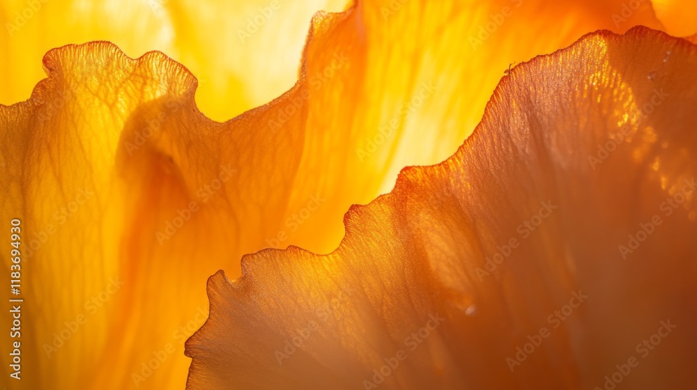 Poster intricate details of future dusk petals reveal a stunning interplay of warm orange and golden tones.