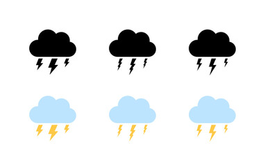 The storm set icons. Cloud icons. Flat and silhouette style. Vector icons.