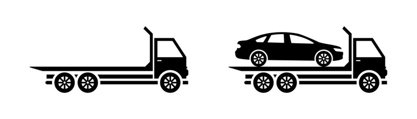 Auto-vehicle icons. Silhouette style. Vector icons.