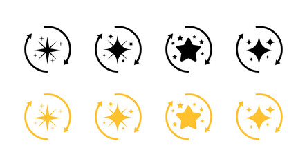 Star recycling set icons. Silhouette and flat style. Vector icons.