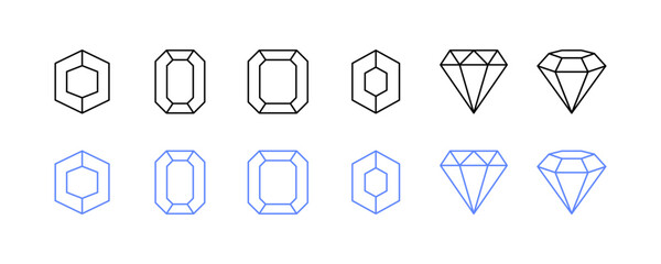 Gems set icons. Linear and flat style. Vector icons.