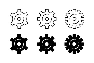 Gear icons. icons. Linear and silhouette style. Vector icons.