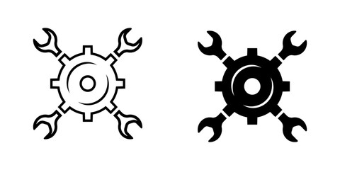 Gear icons. icons. Settings icons. Linear and silhouette style. Vector icons.