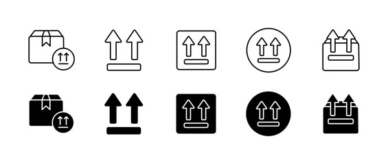 Delivery sign set icons. Linear and silhouette style. Vector icons.