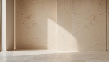 Beige Marble Wall and Tiled Floor Interior
