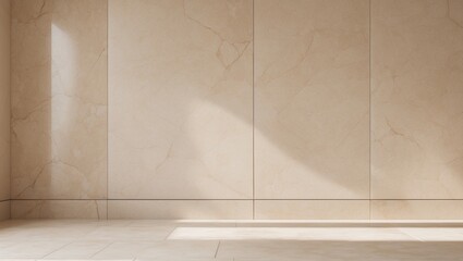 Beige Marble Wall and Tiled Floor Interior