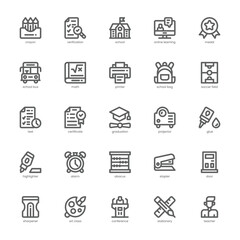Back to School Icon pack for your website, mobile, presentation, and logo design. Back to School Icon outline design. Vector graphics illustration and editable stroke.