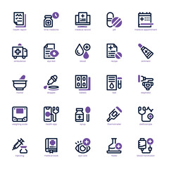 Hospital Icon pack for your website, mobile, presentation, and logo design. Hospital Icon dual tone design. Vector graphics illustration and editable stroke.